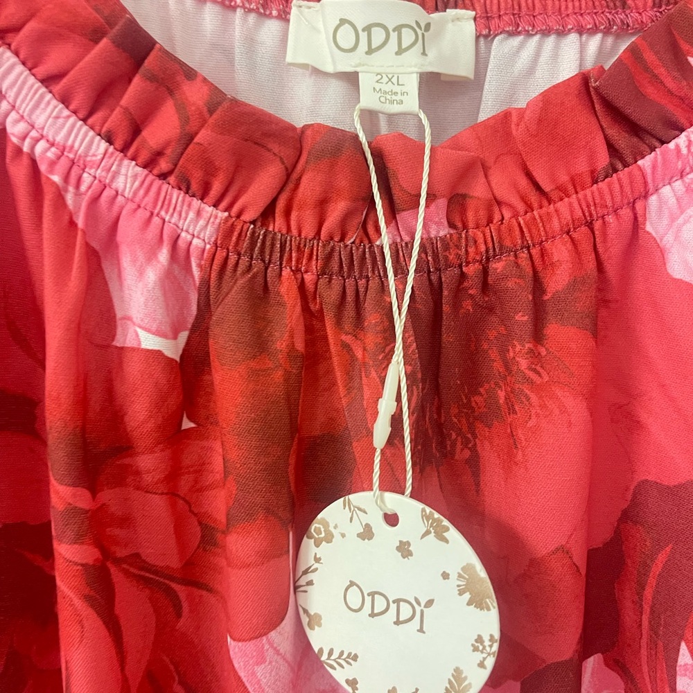 ODDY Red and Pink Plus Size Dress - Picture 2 of 3